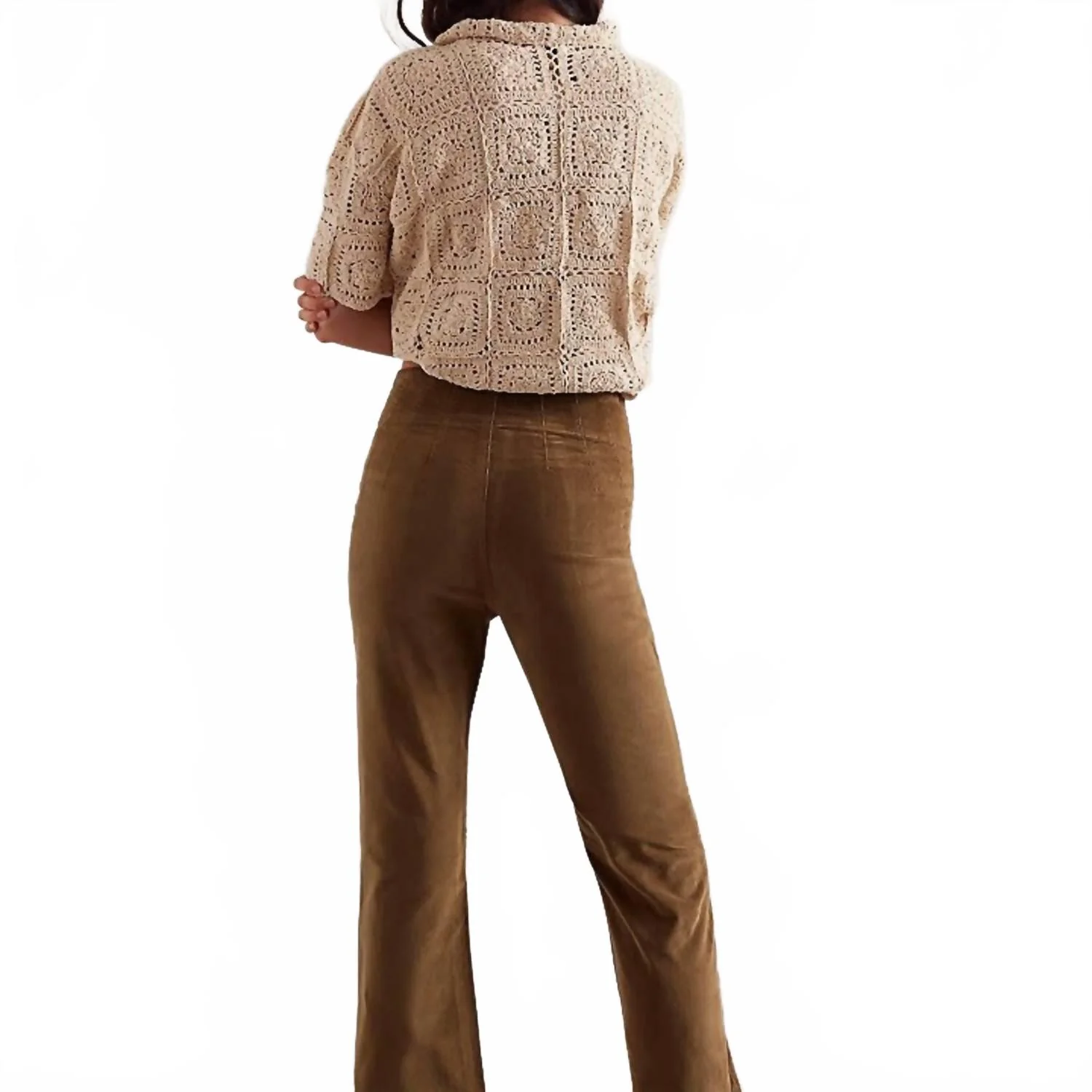 Jayde Cord Flare Jeans In Fir Green