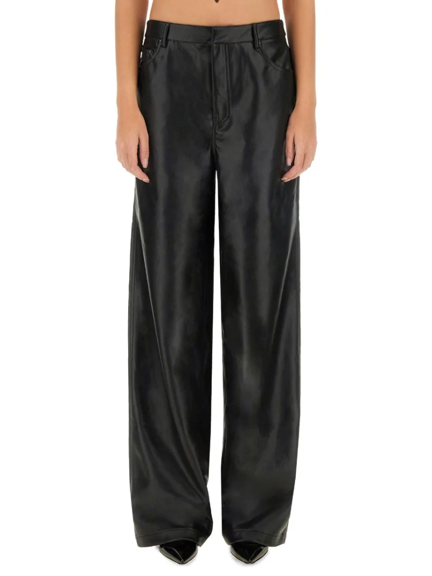 Wide Leg Faux Leather Pants