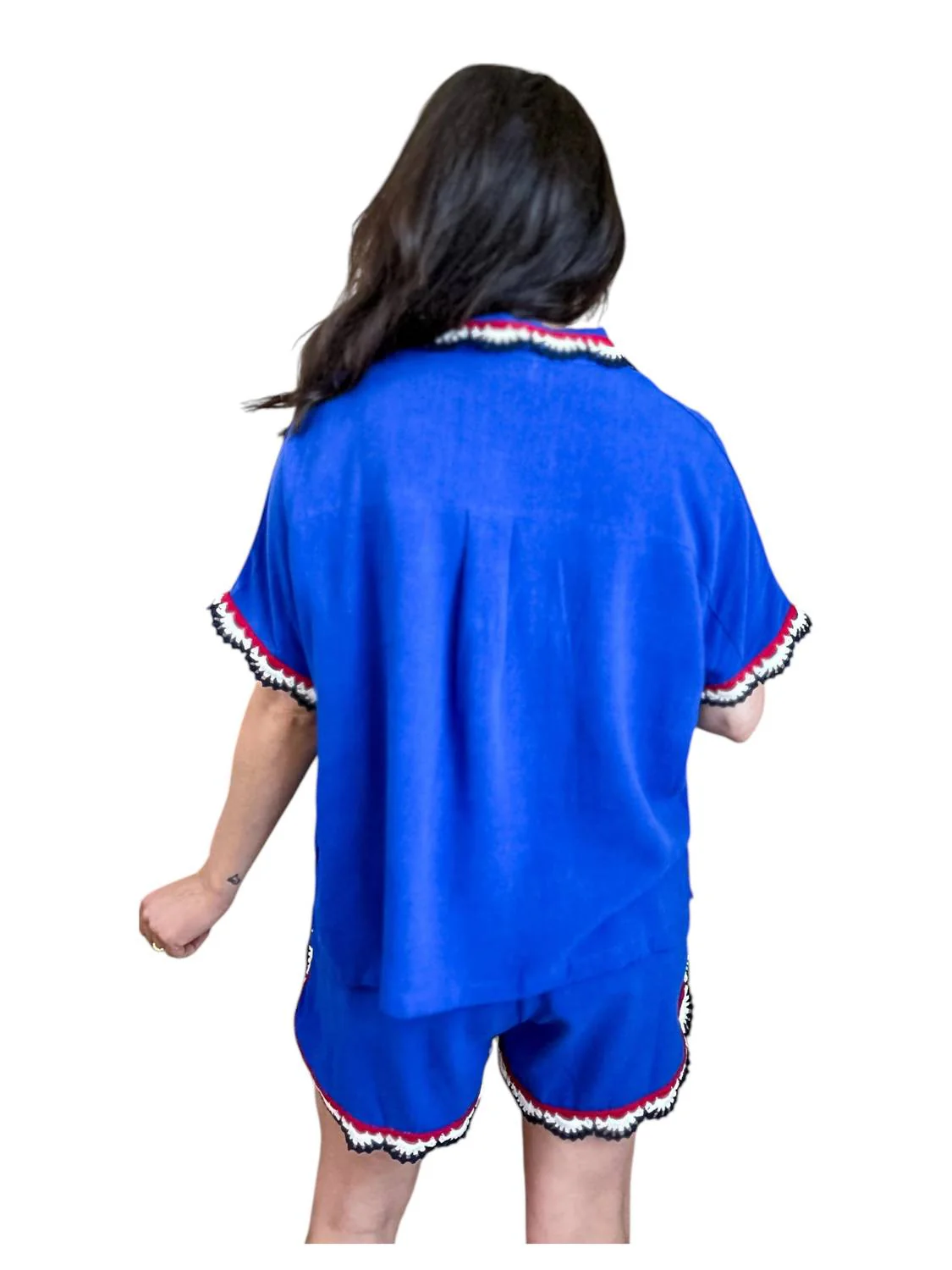 Freedom Babe Short Sleeve Top And Short Set In Blue