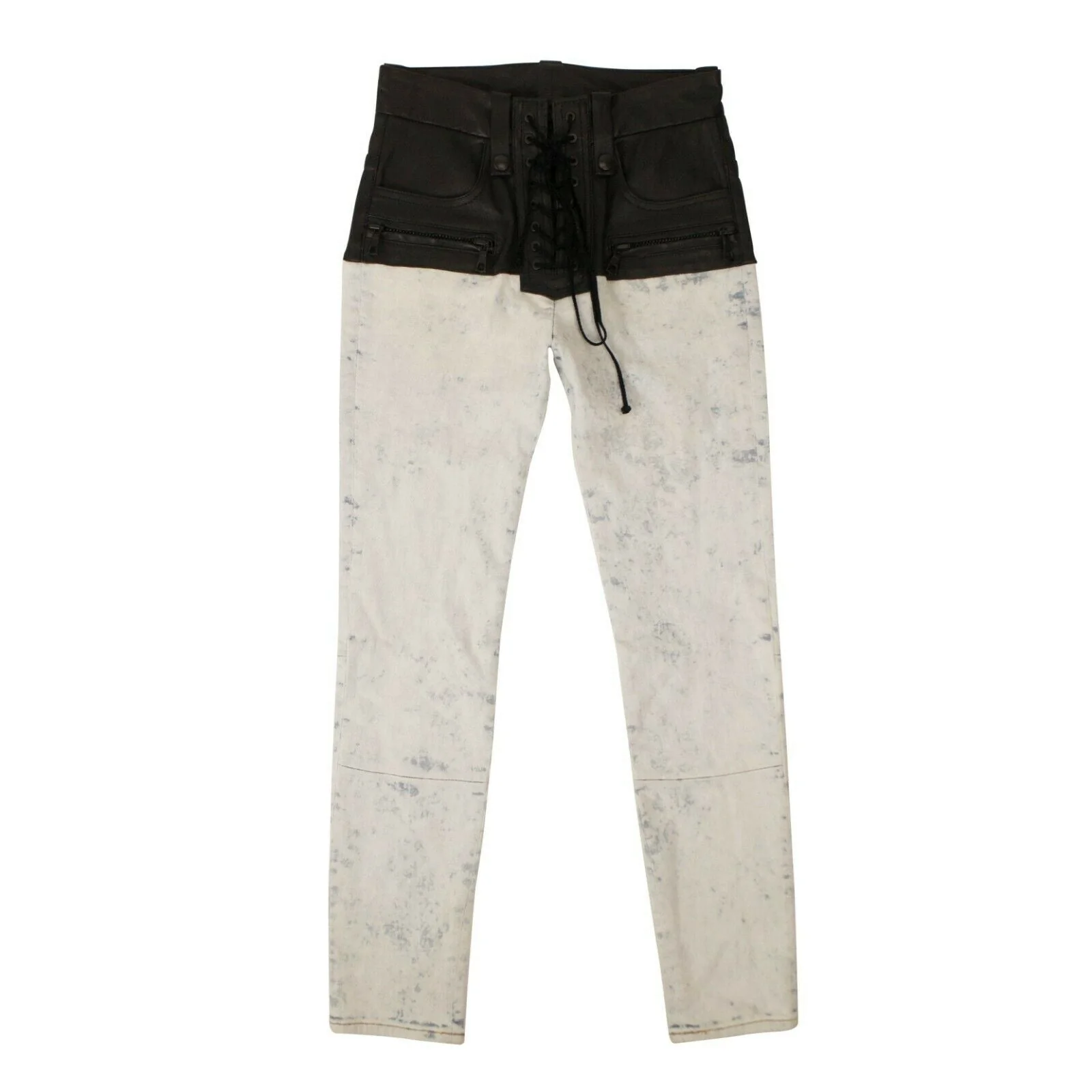 Unravel Project Leather Corset Jeans - Black