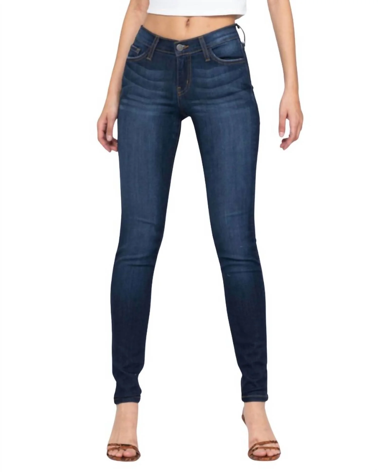 Piper Mid Rise Skinny Jeans In Dark Denim
