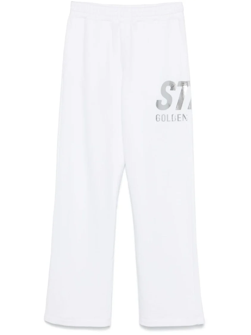 Relaxed Fit White Trousers With Bold Graphic Print