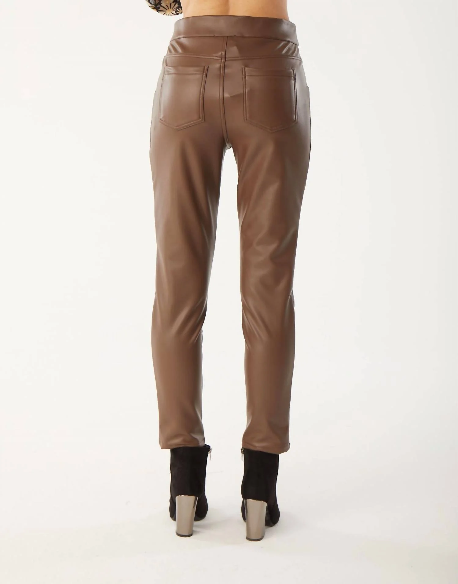 Vegan Faux Leather Pants In Mocha