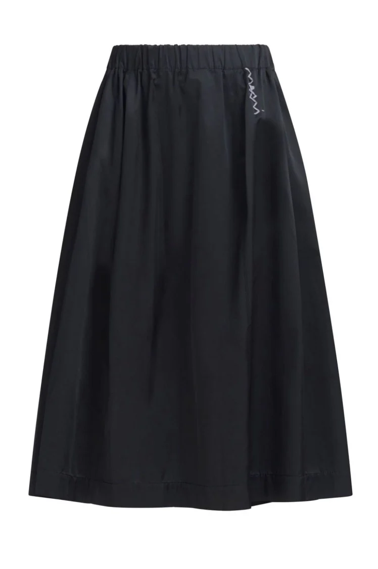 Voluminous Black Skirt With Elastic Waistband