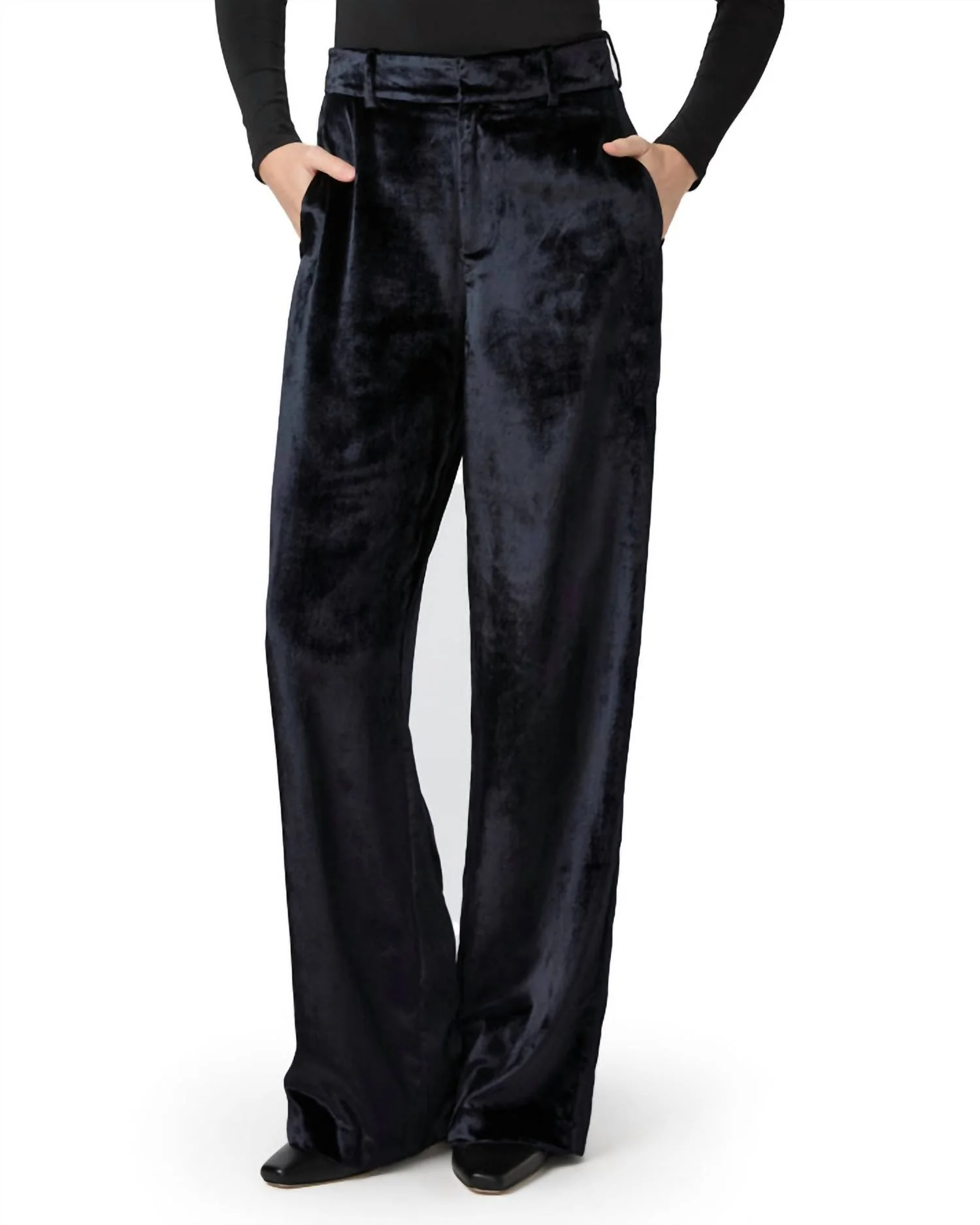 Chateau Velvet Wide Leg Pant In Midnight