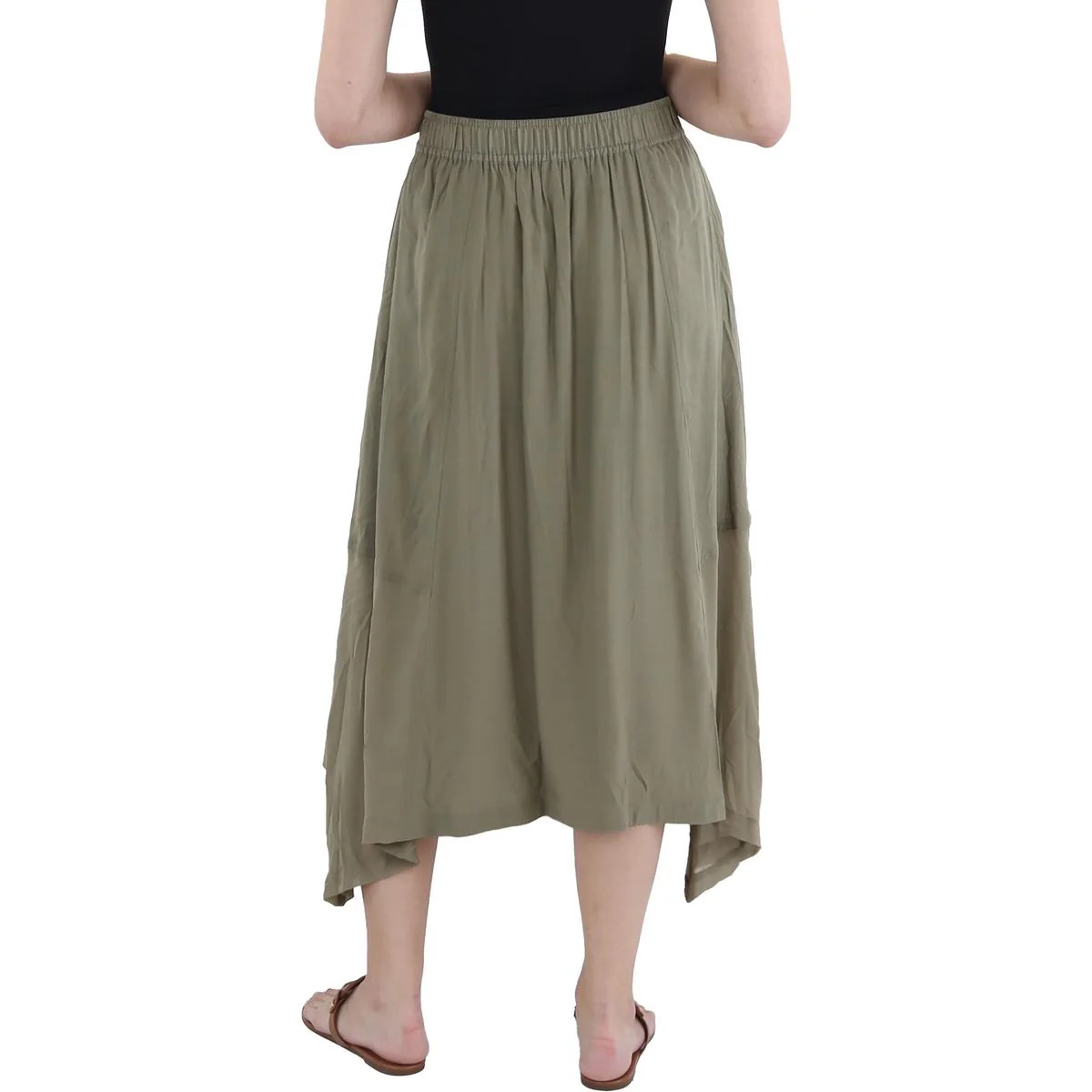 Womens Handkerchief Hem Mid Calf Midi Skirt