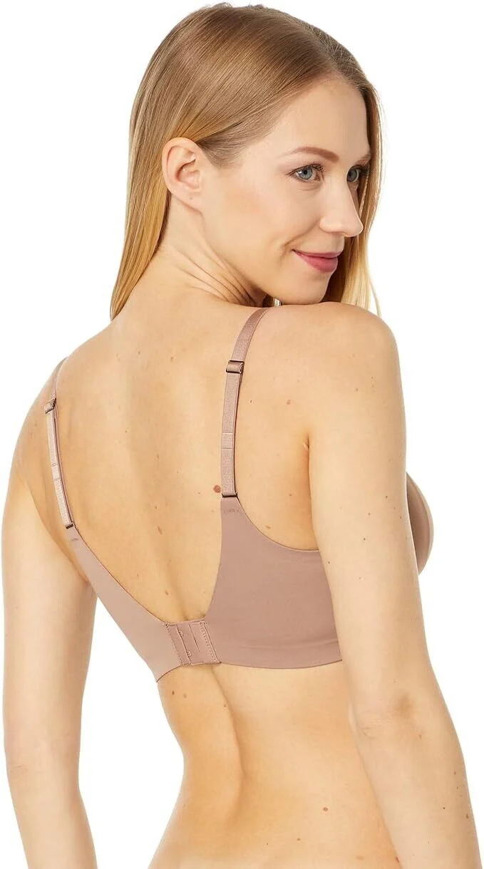 Spanx Trifecta Bra Women Small Light Brown Stretch V-Neck Spaghetti Strap VSQ107