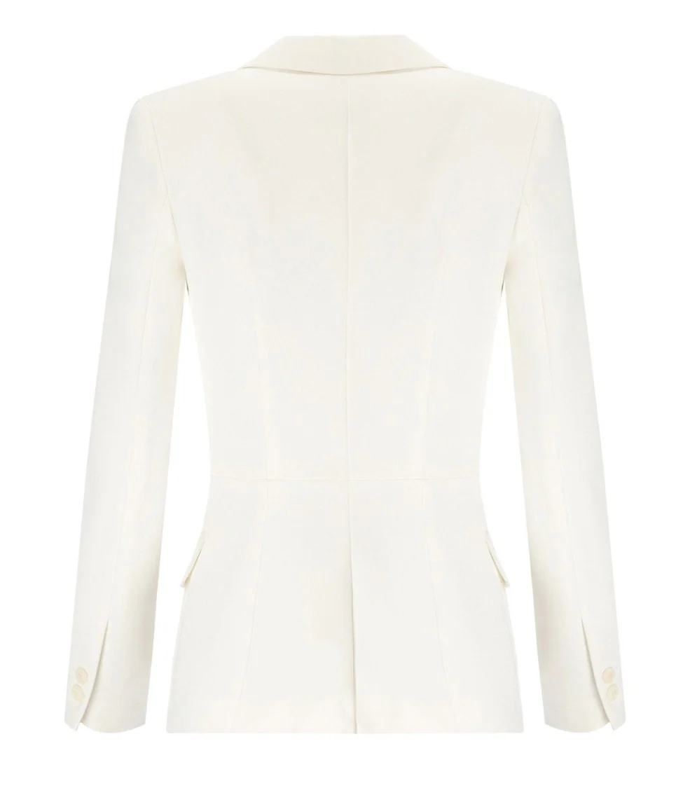 Ivory Crepe Double-Breasted Jacket