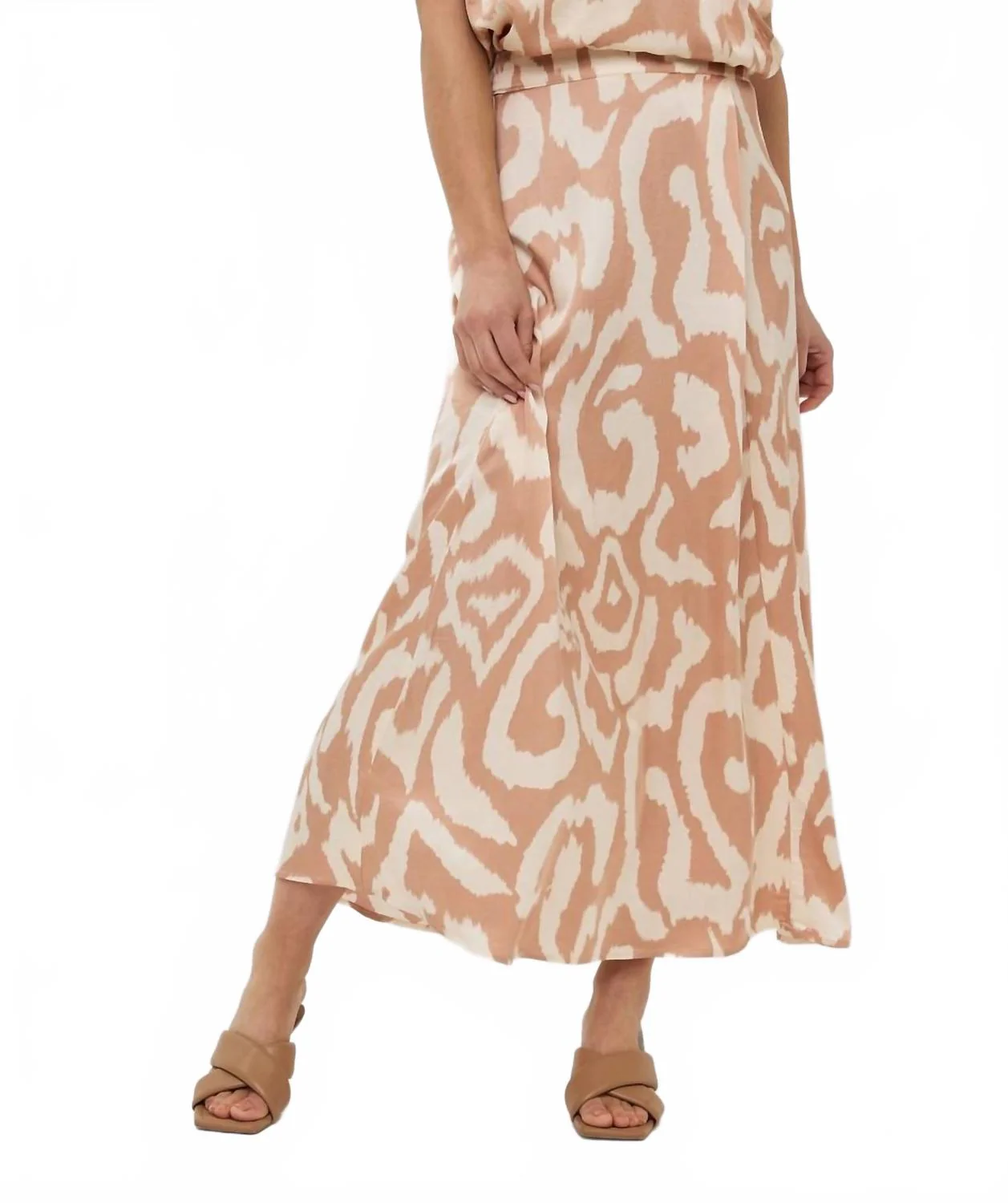 Printed Slip Skirt In Tan