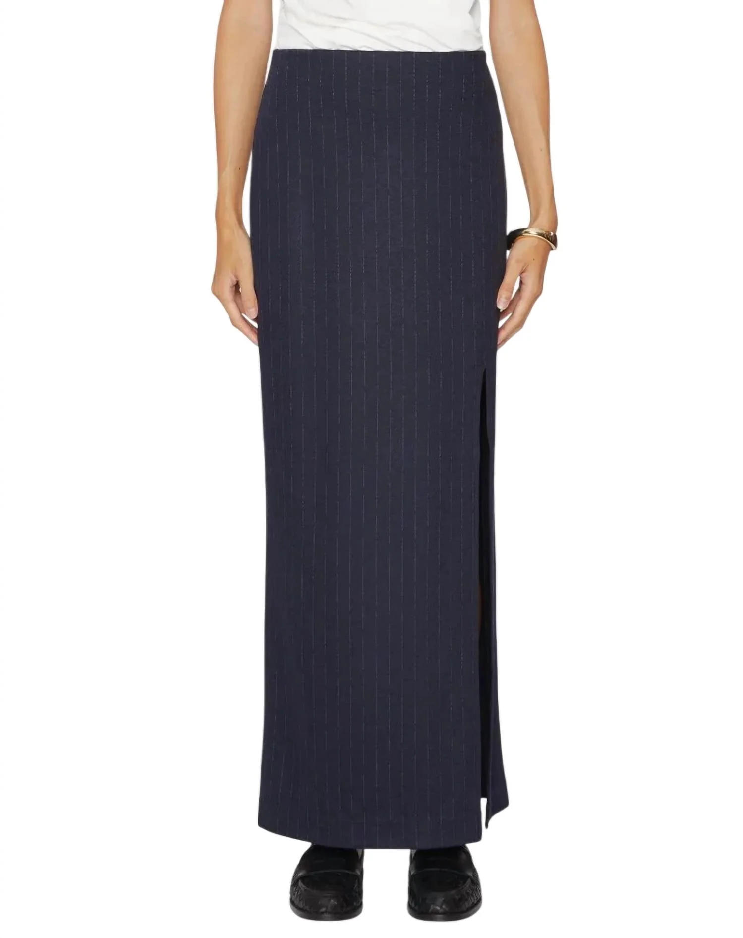 Newton Stripe Pencil Skirt In Navy