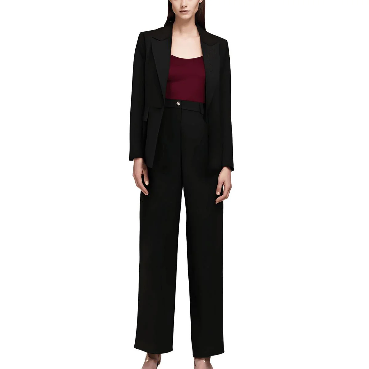 Womens Crepe One-Button Blazer