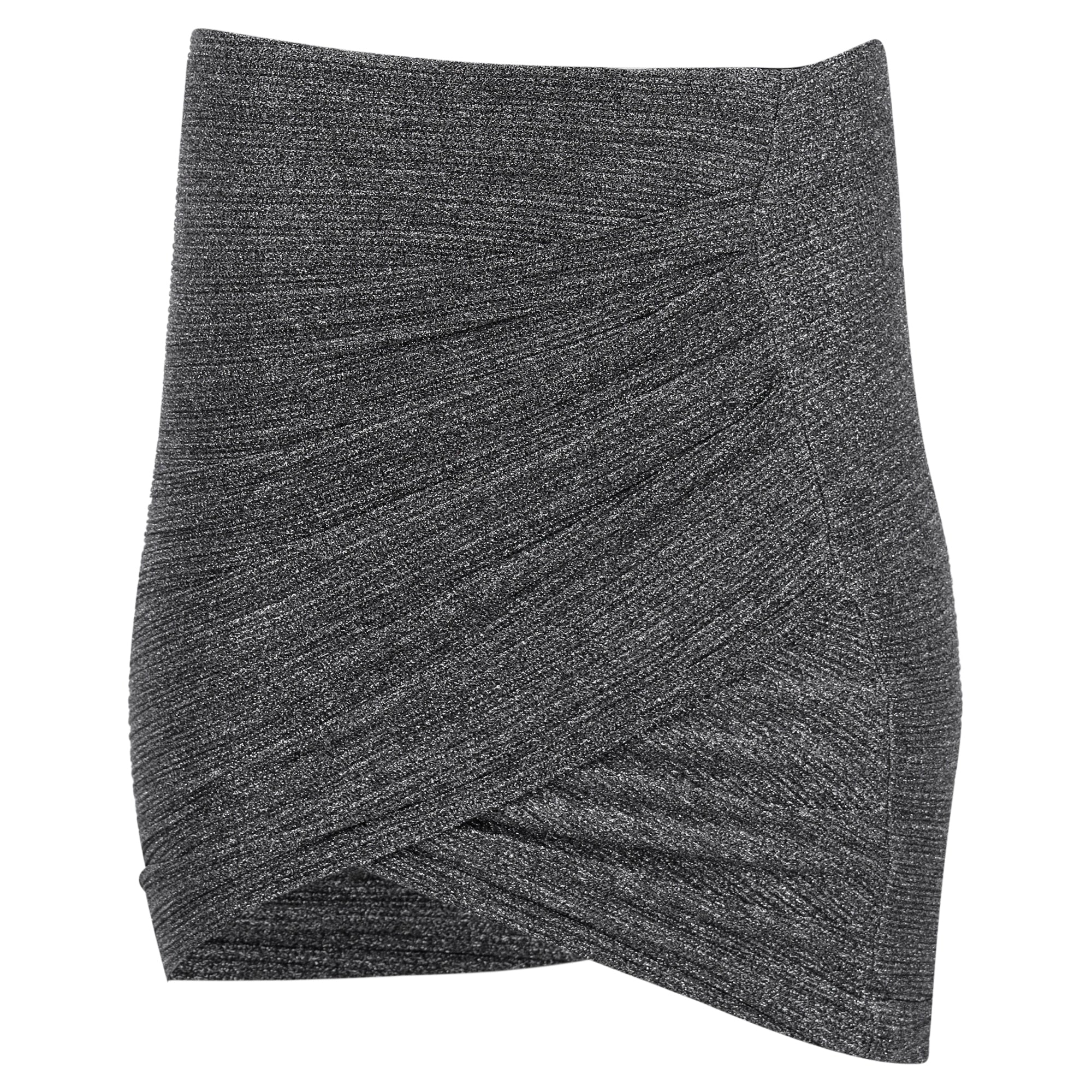 Iro Brendal Draped Metallic Knit Mini Skirt in Silver Polyester