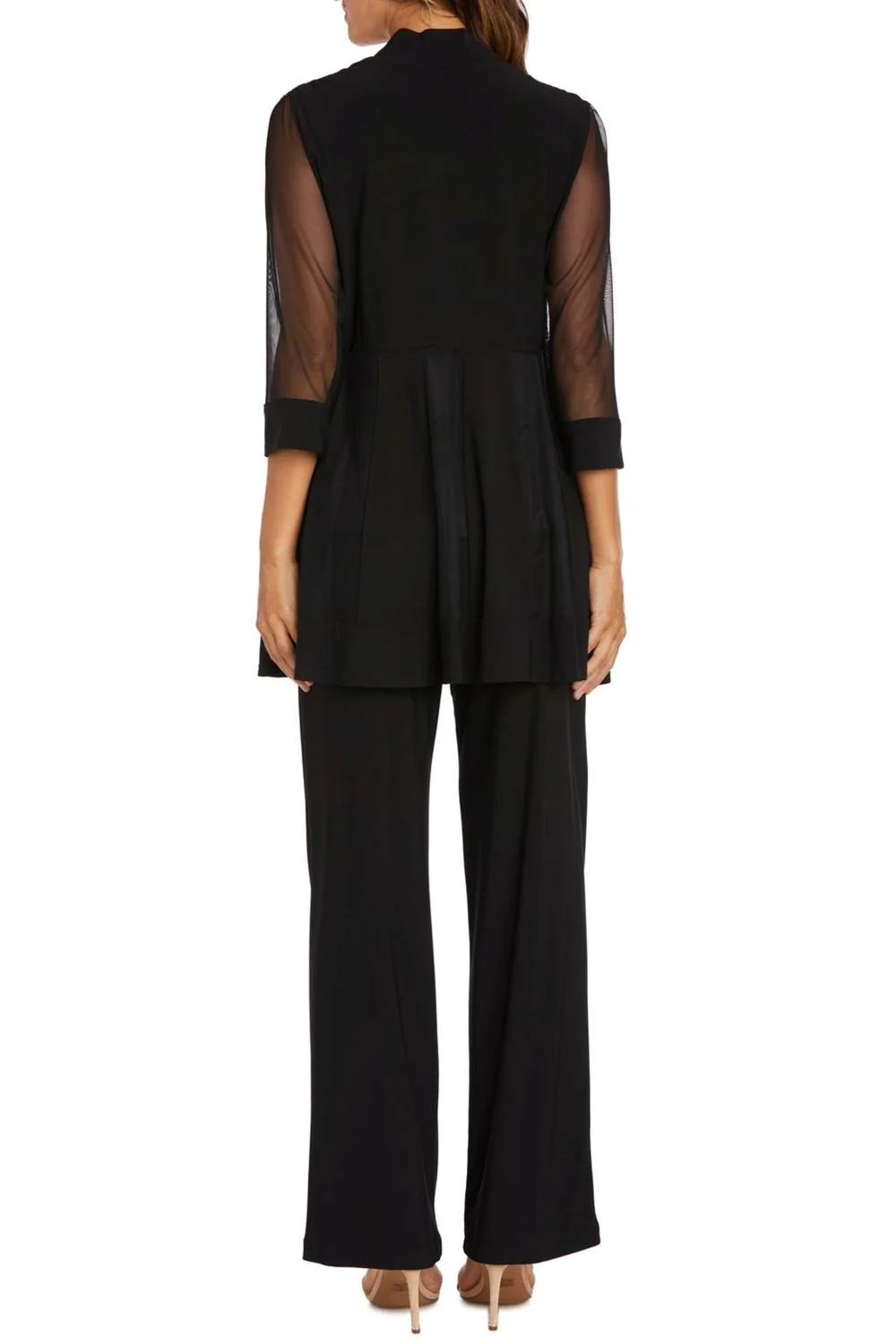 Embellished Neck 2-Piece Pants Suit In Black