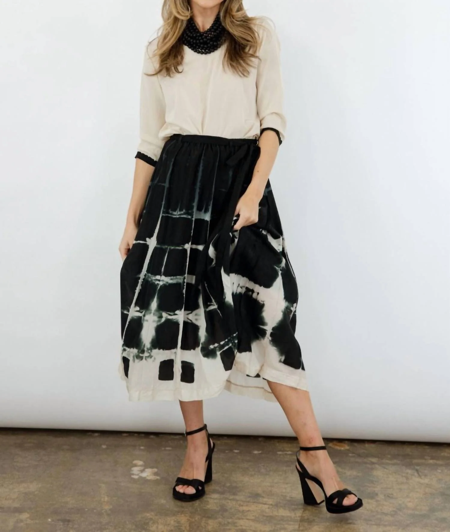 Hand Dyed Skirt In Black/ivory