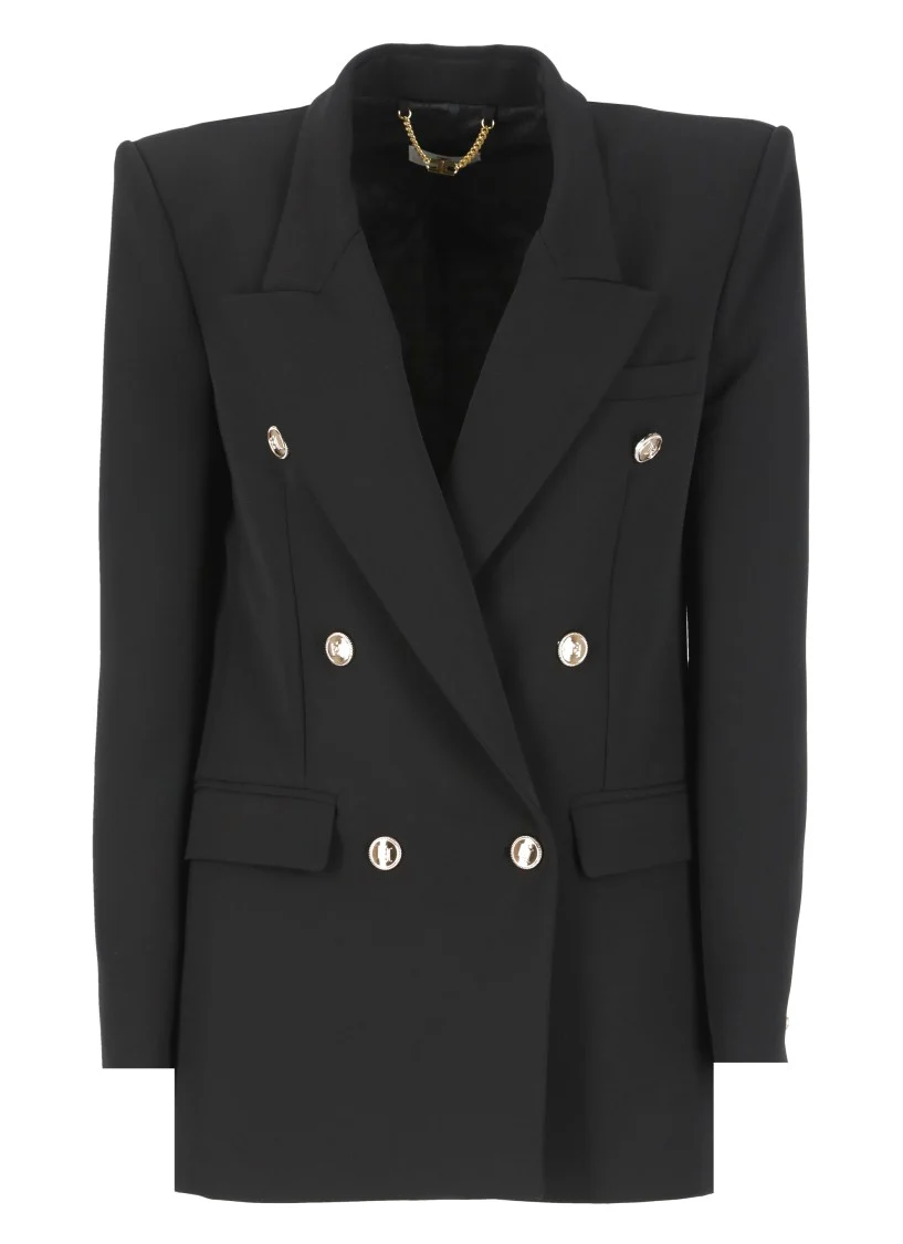 Black Crepe Double Breasted Blazer