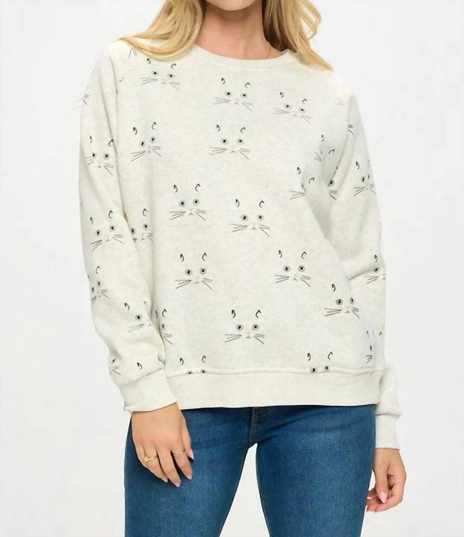 Luna Cat Sweats Lounge Set In White