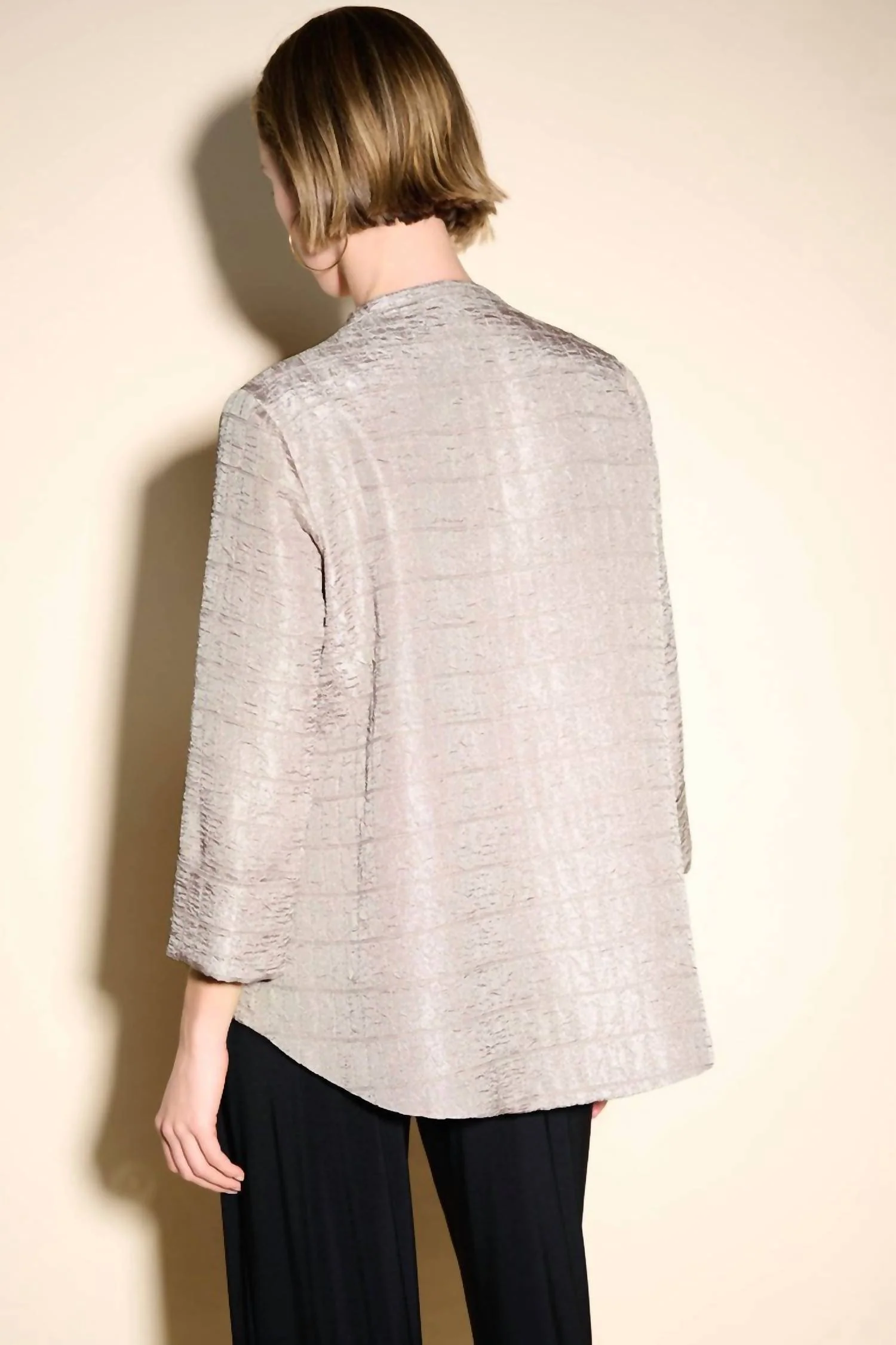 One Button Jacquard Jacket In Latte