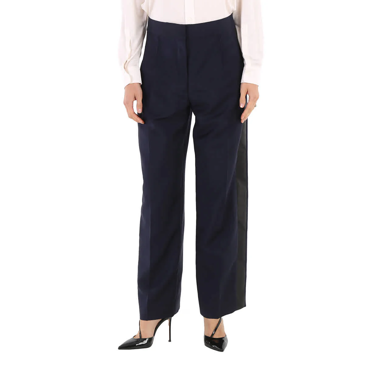 Burberry Ladies Dark Navy Wide Leg Jane Trousers
