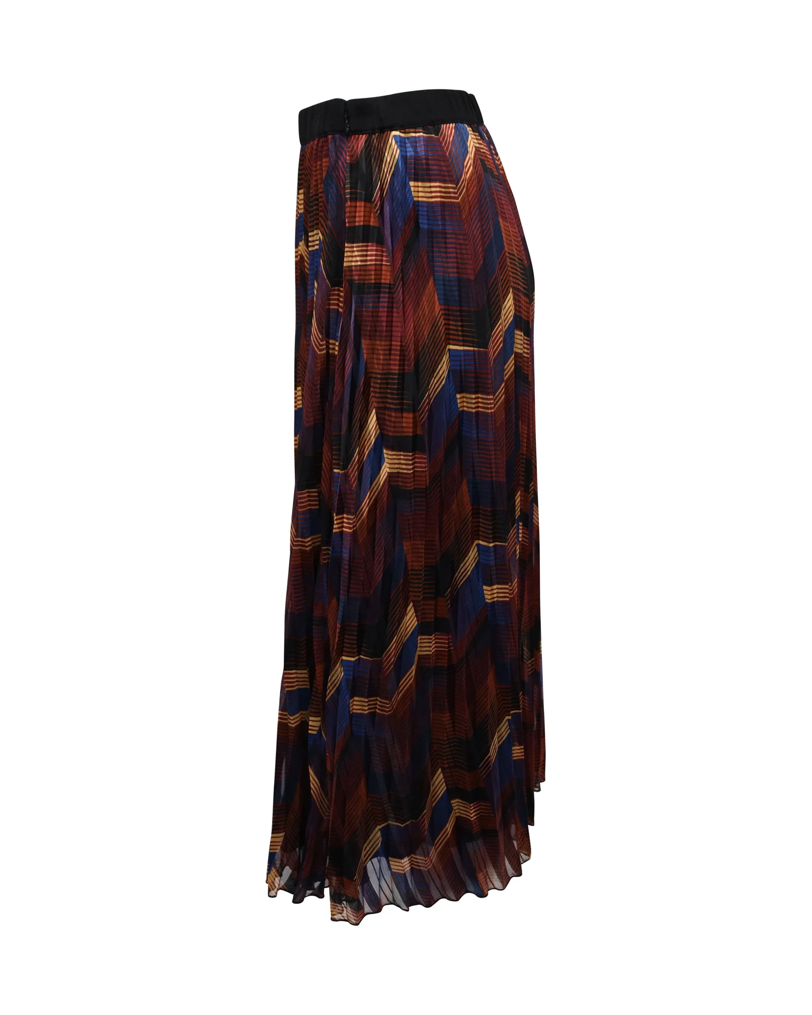 Ba&sh Zigzag Print Pleated Midi Skirt in Multicolor Polyester