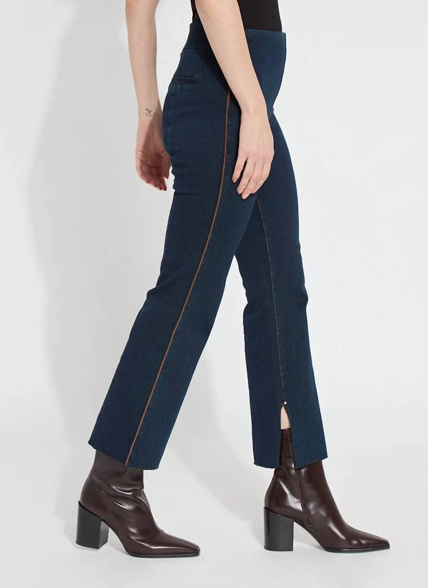 Eloise Slim Flare Pant With Piping In Indigo