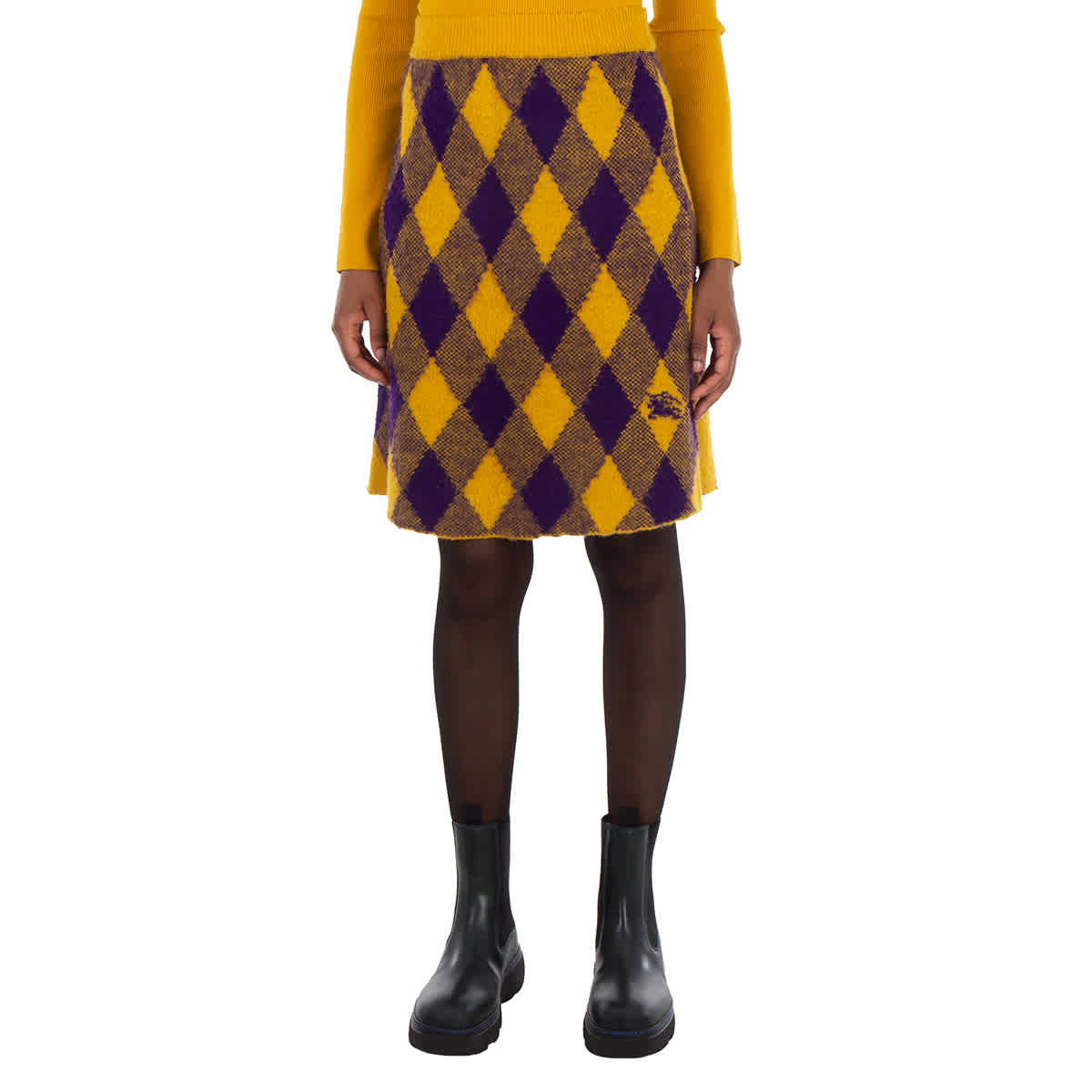 Burberry Argyle Check-Pattern Knitted Skirt