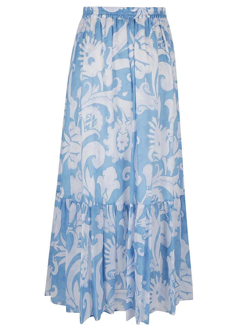 Maxi Cotton Skirt With Contrasting Floral Paisley Print