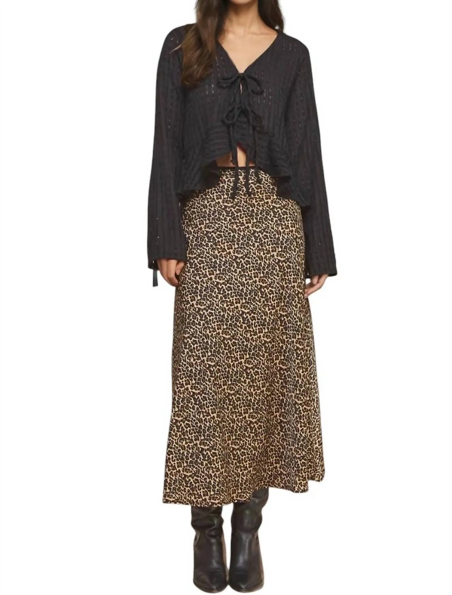 Layla Leopard Print Midi Skirt