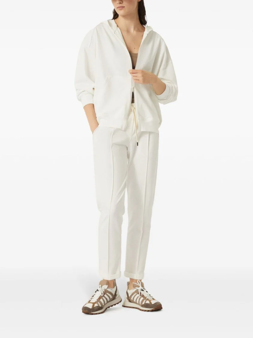 Relaxed-Fit White Trousers With Drawstring Waistband