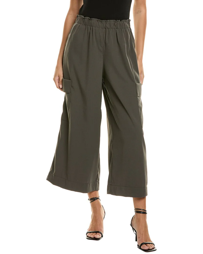 Max Studio Twill Cargo Cropped Wide Leg Pant