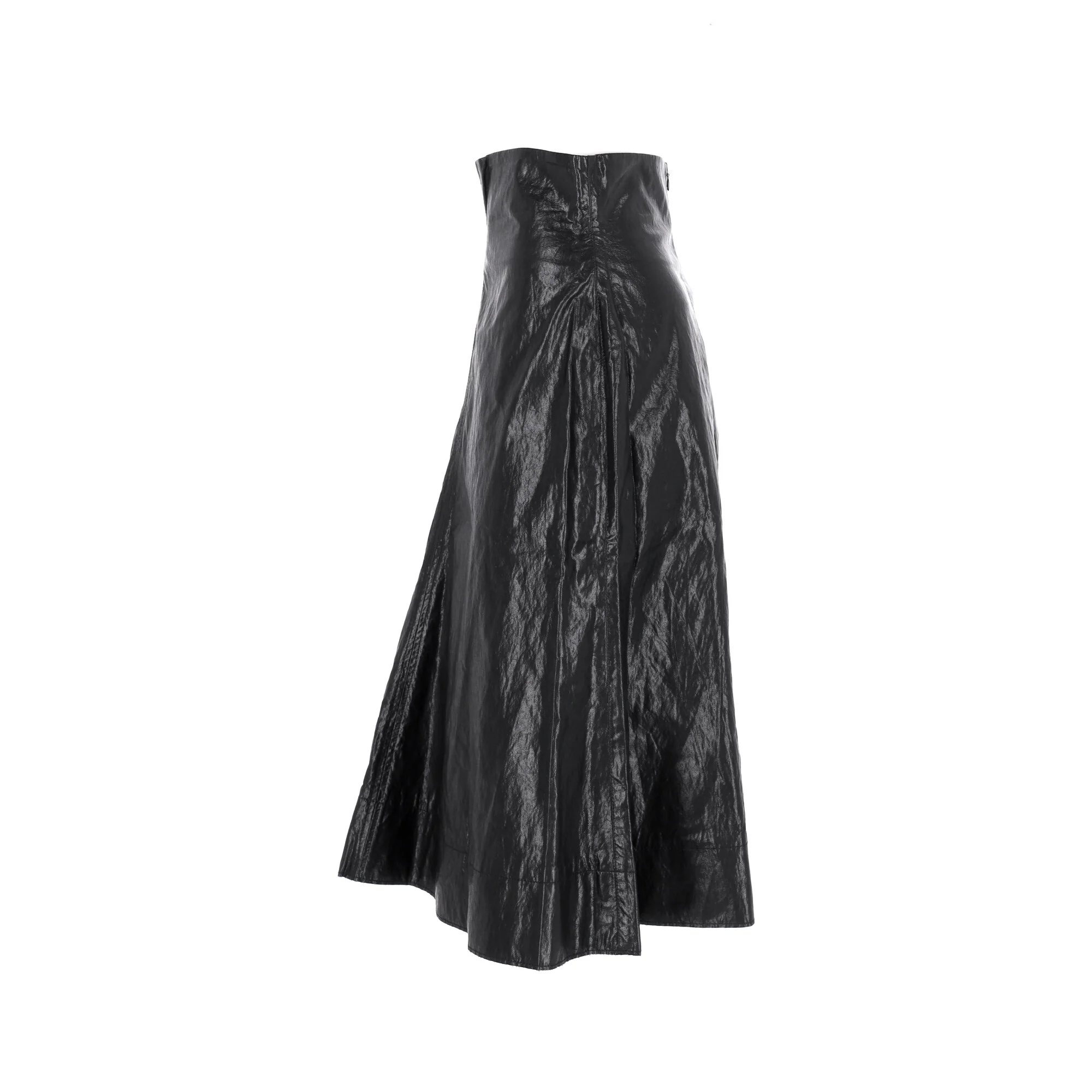 Philosophy di Lorenzo Serafini Faux Crinkled Leather A-line Skirt in Black Viscose