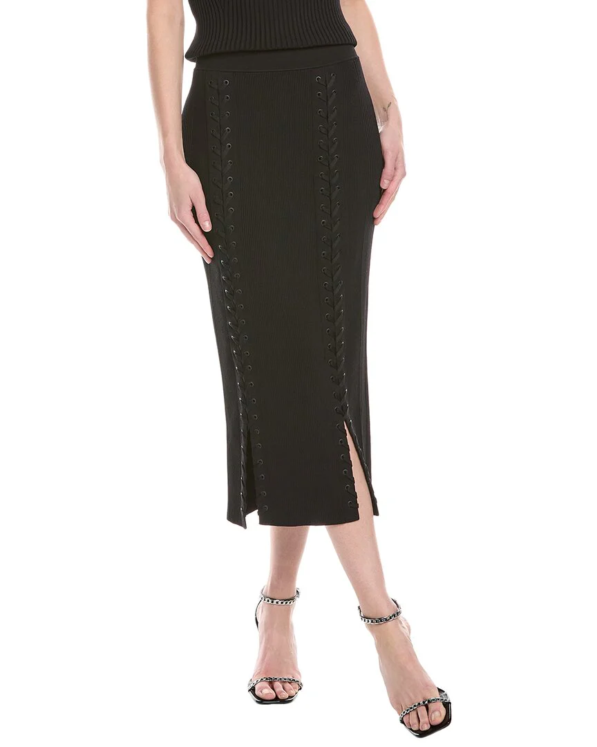 SIMKHAI Helix Lace-Up Midi Skirt