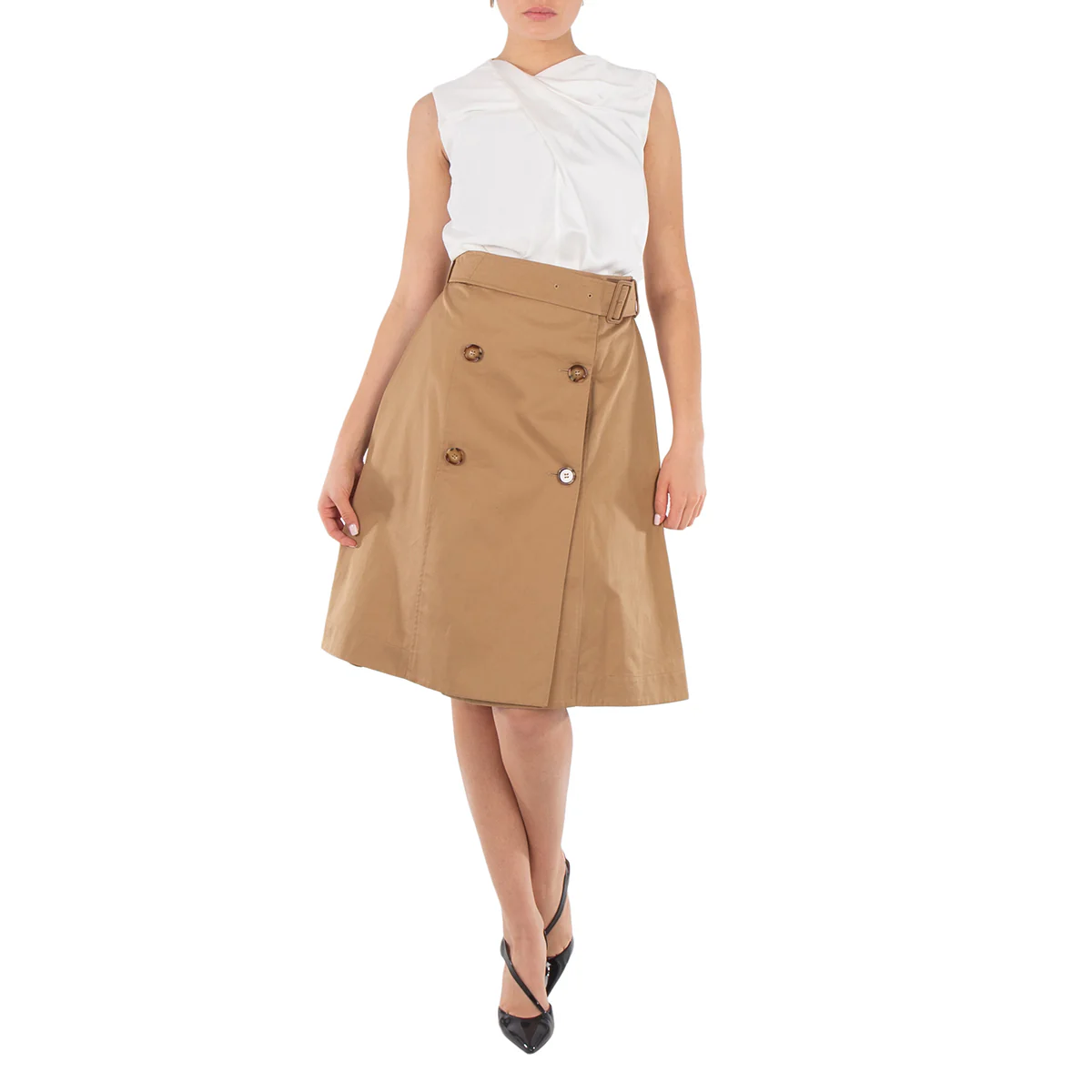 Burberry Belted Waist Midi Skirt