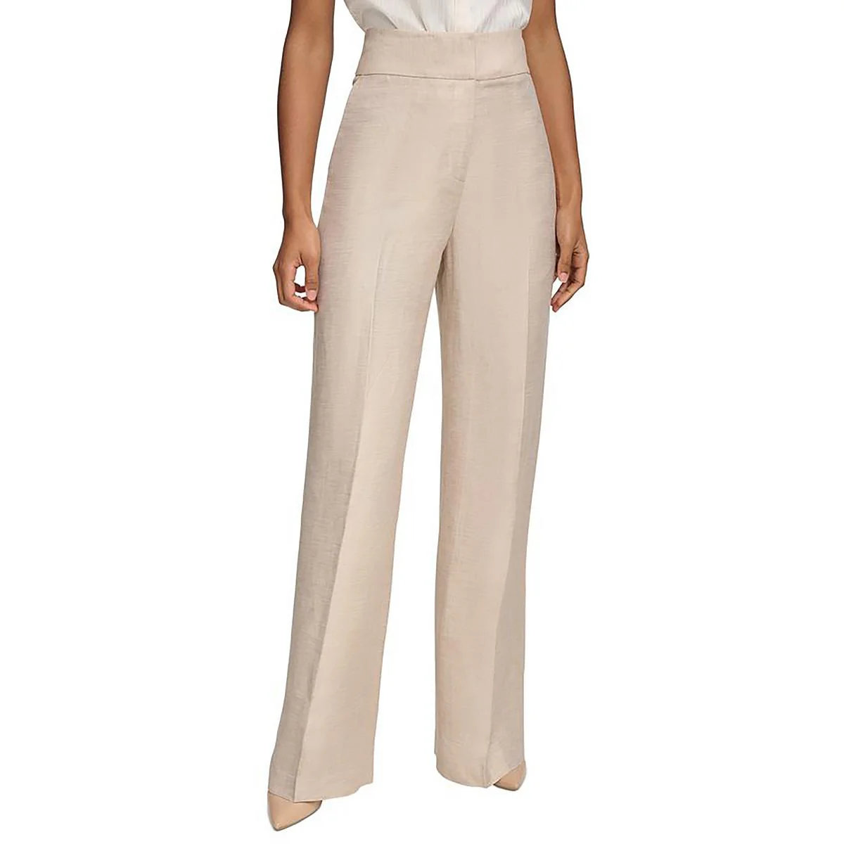 Womens Pleated Wide Leg Trouser Pants