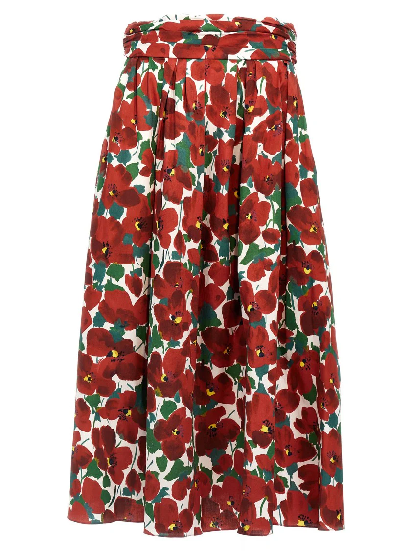 Balloon Silhouette High Waist Midi Skirt