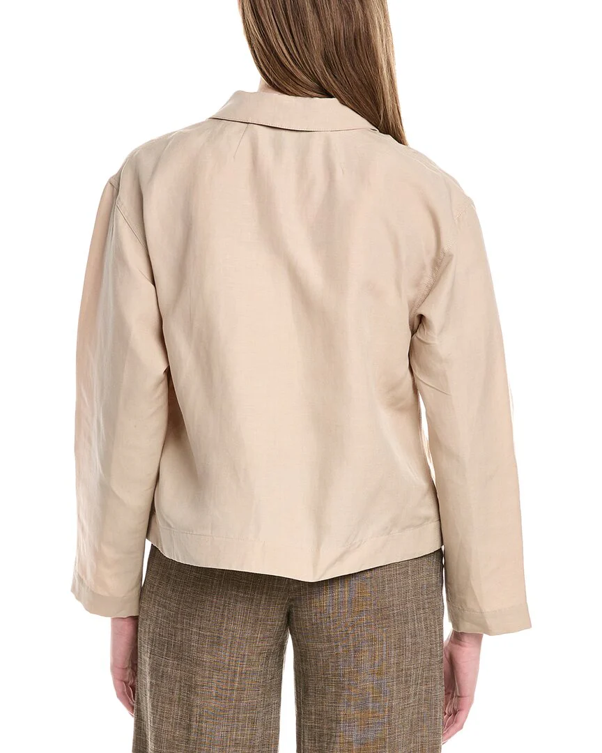 Lafayette 148 New York Drop Shoulder Silk & Linen-Blend Cropped Jacket