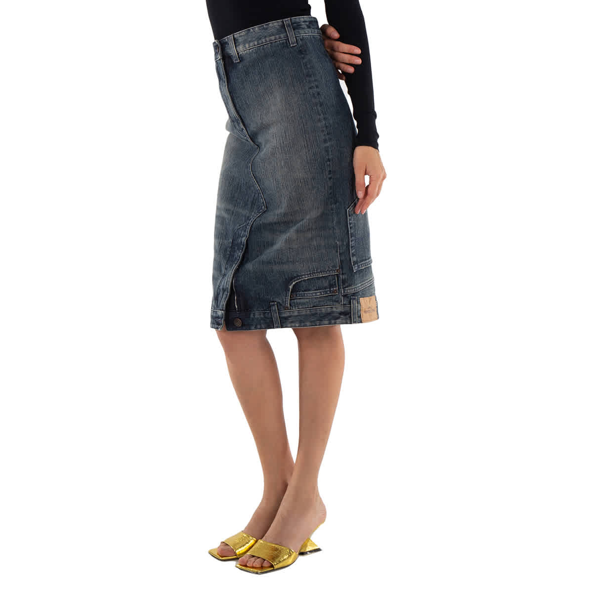 Balenciaga Deconstructed Midi Denim Skirt