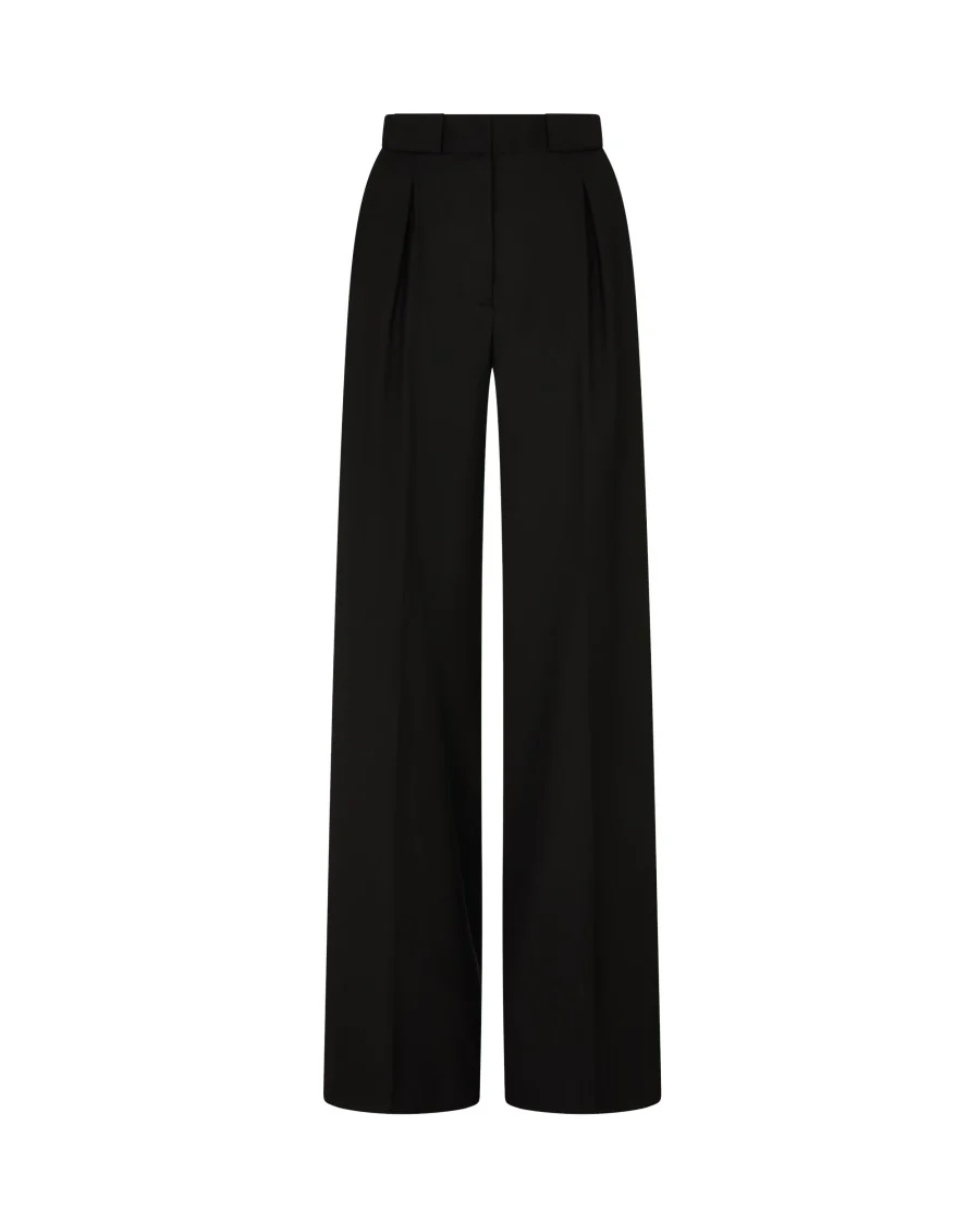 Wool Pleated Trouser - Black