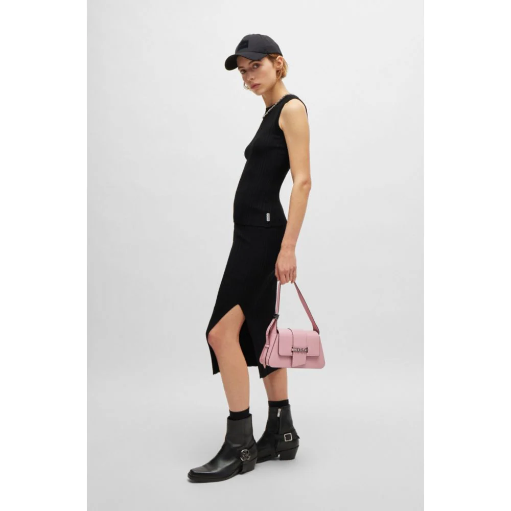 Midi tube skirt in irregular-rib crepe