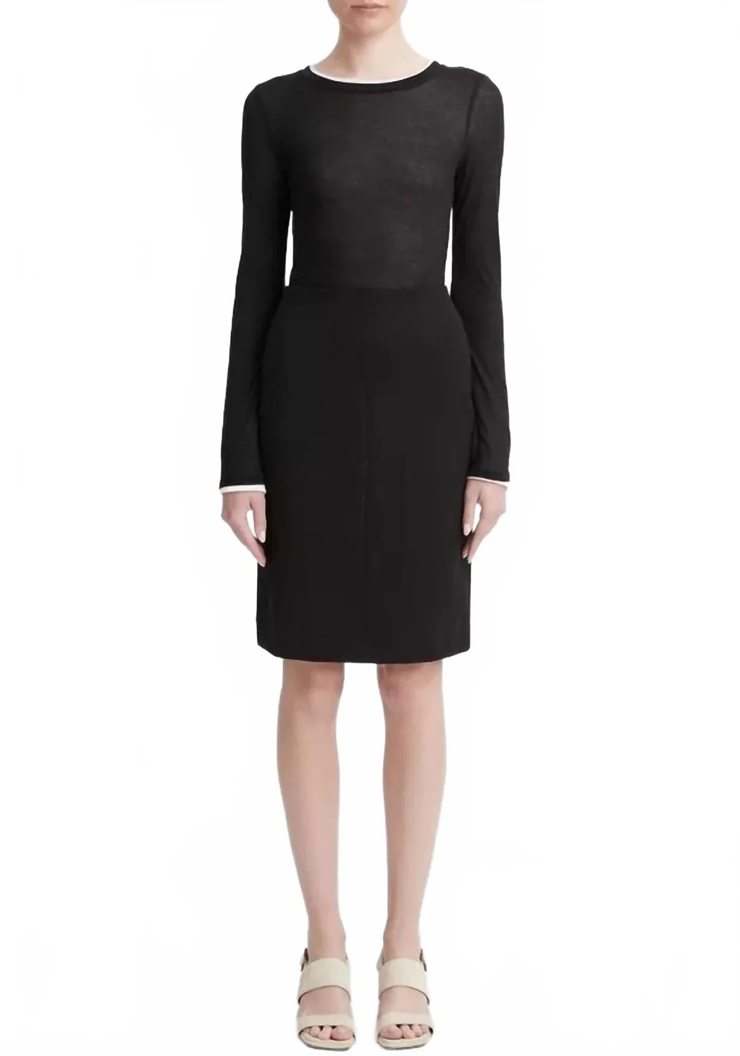 Seamed-Front Pencil Skirt In Black