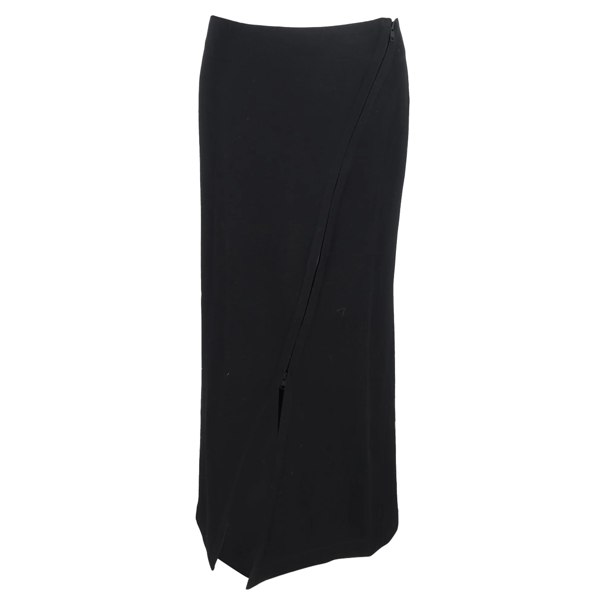 Ann Demeulemeester Asymmetric Zip Maxi Skirt in Black Wool