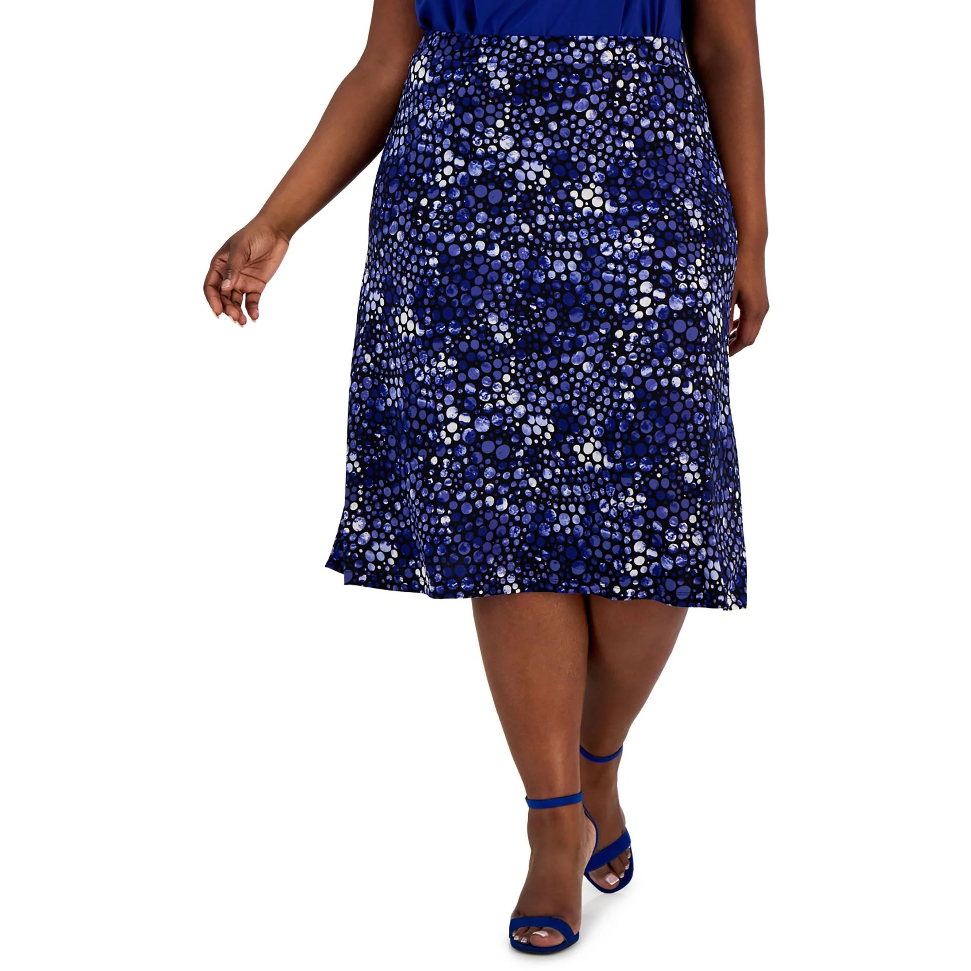 Plus Womens Midi Printed Midi Skirt