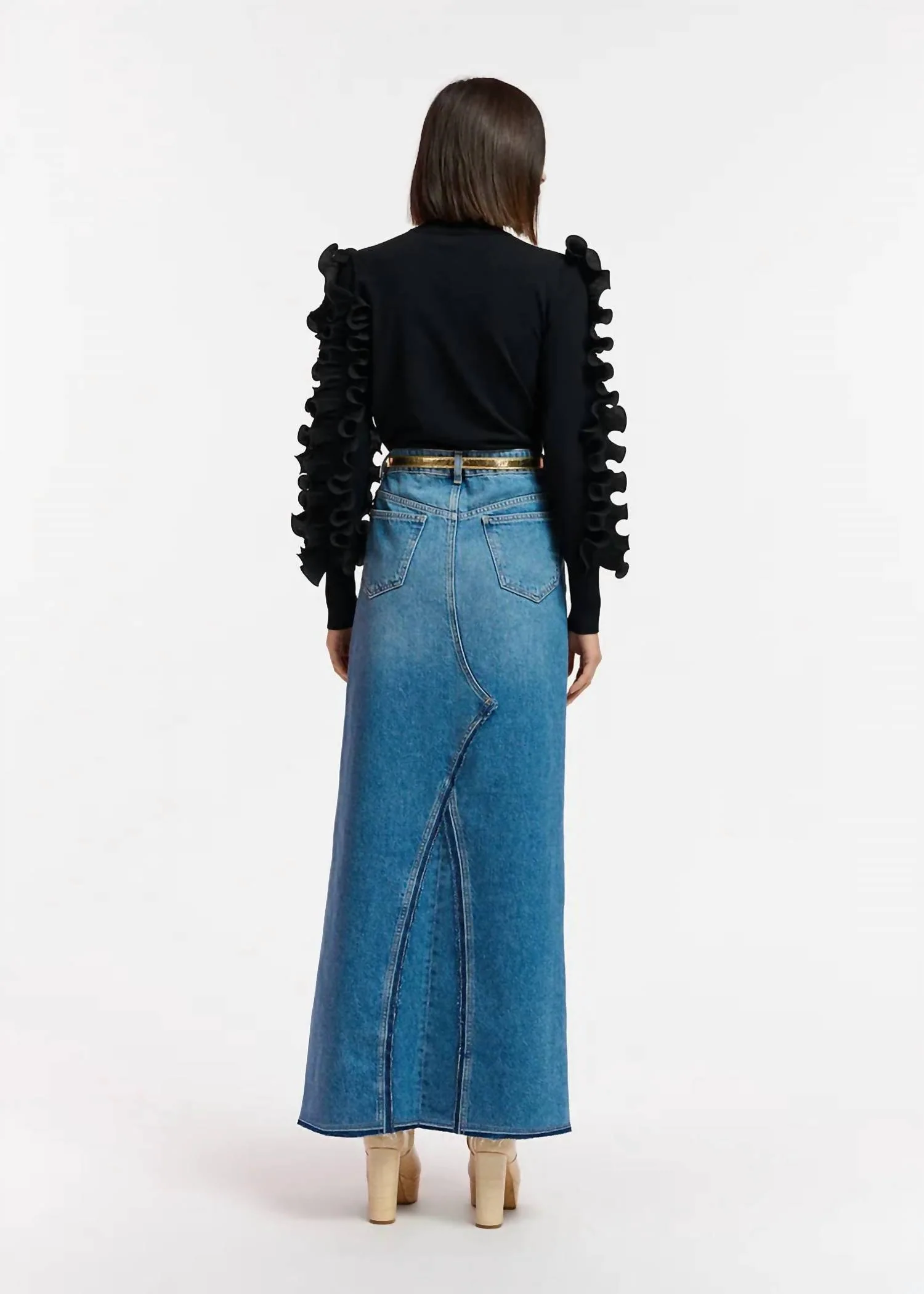 Long Denim Skirt In Blue