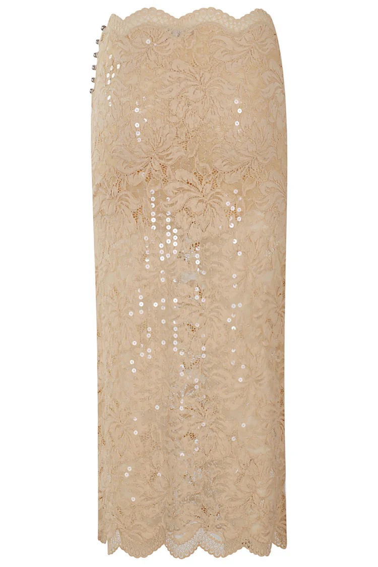 Fitted Raffia Lace Skirt