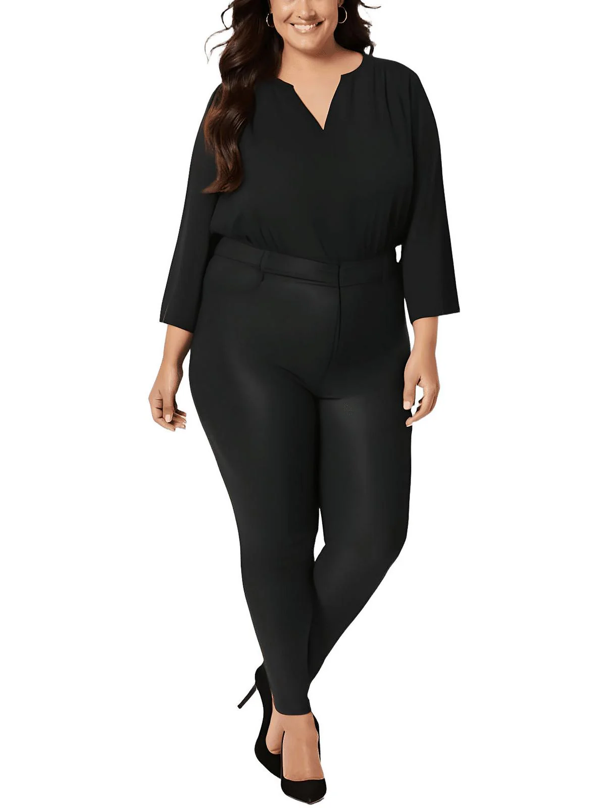 Plus Womens Stretch Polyester Leggings