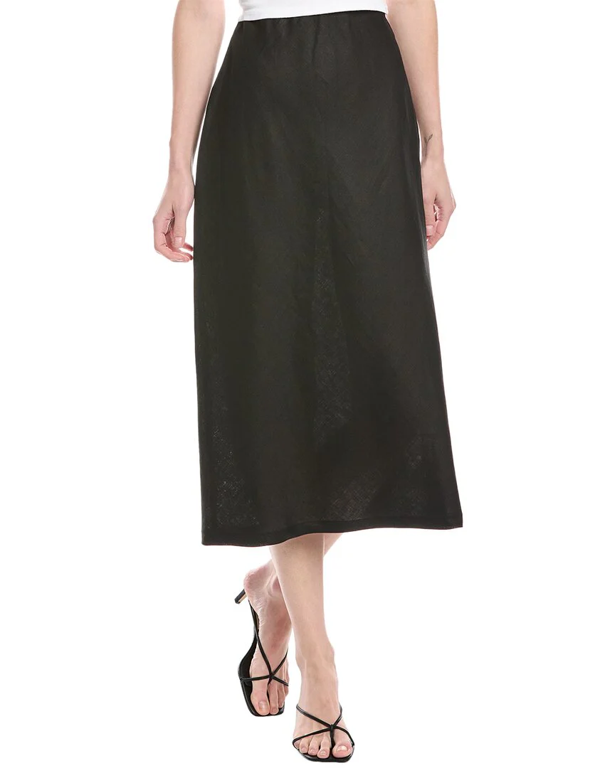 Enza Costa Bias Linen Midi Skirt