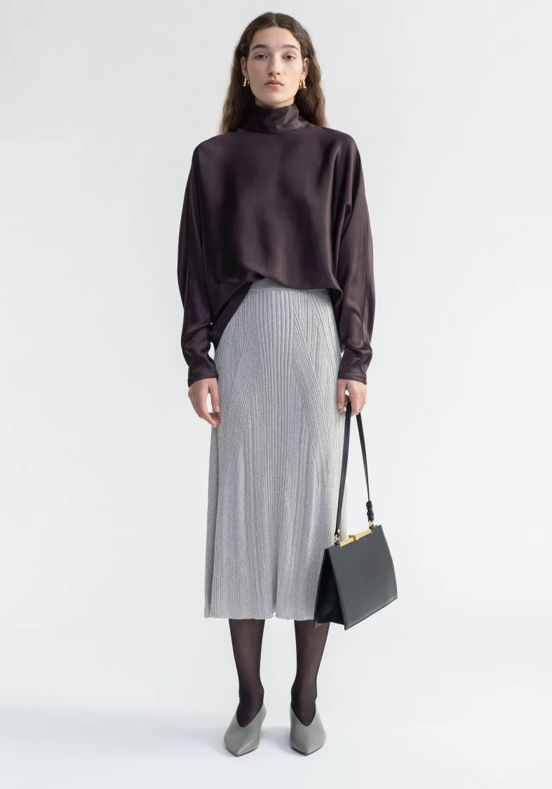 Mossy - Sparkly Ribbed Midi Skirt