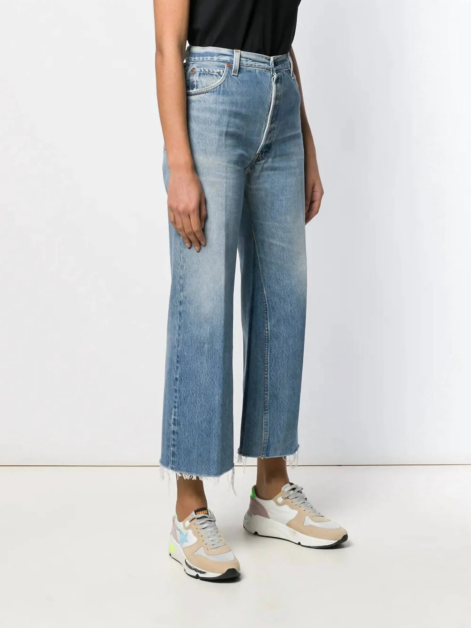 High Rise Wide Leg Crop Jeans In Indigo