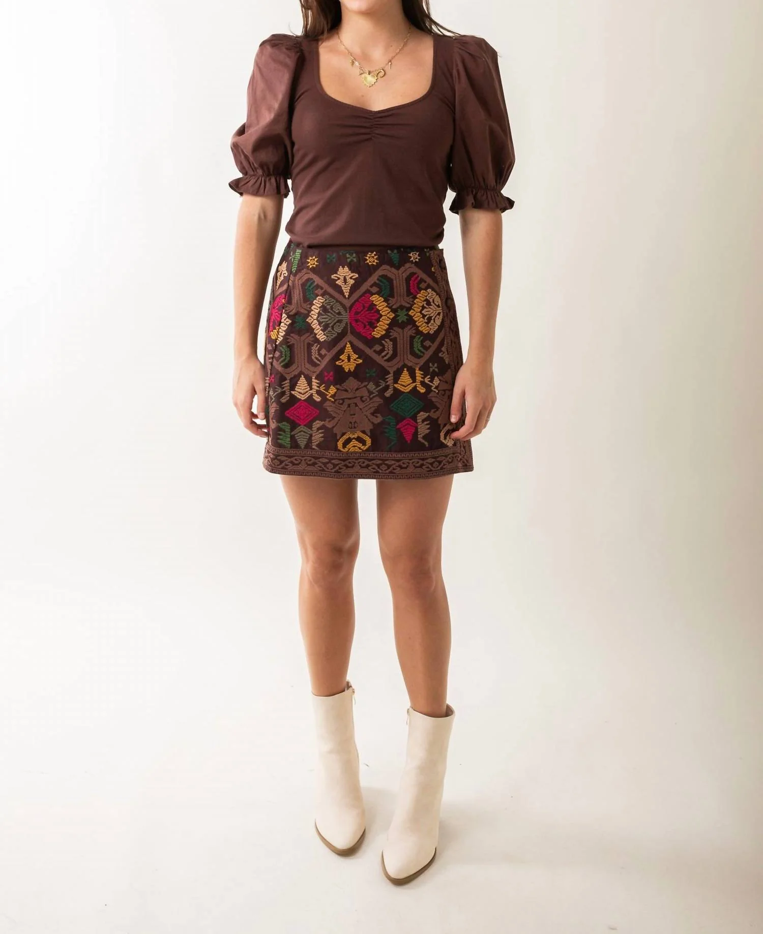 Scarlett Skirt In Choc Multi
