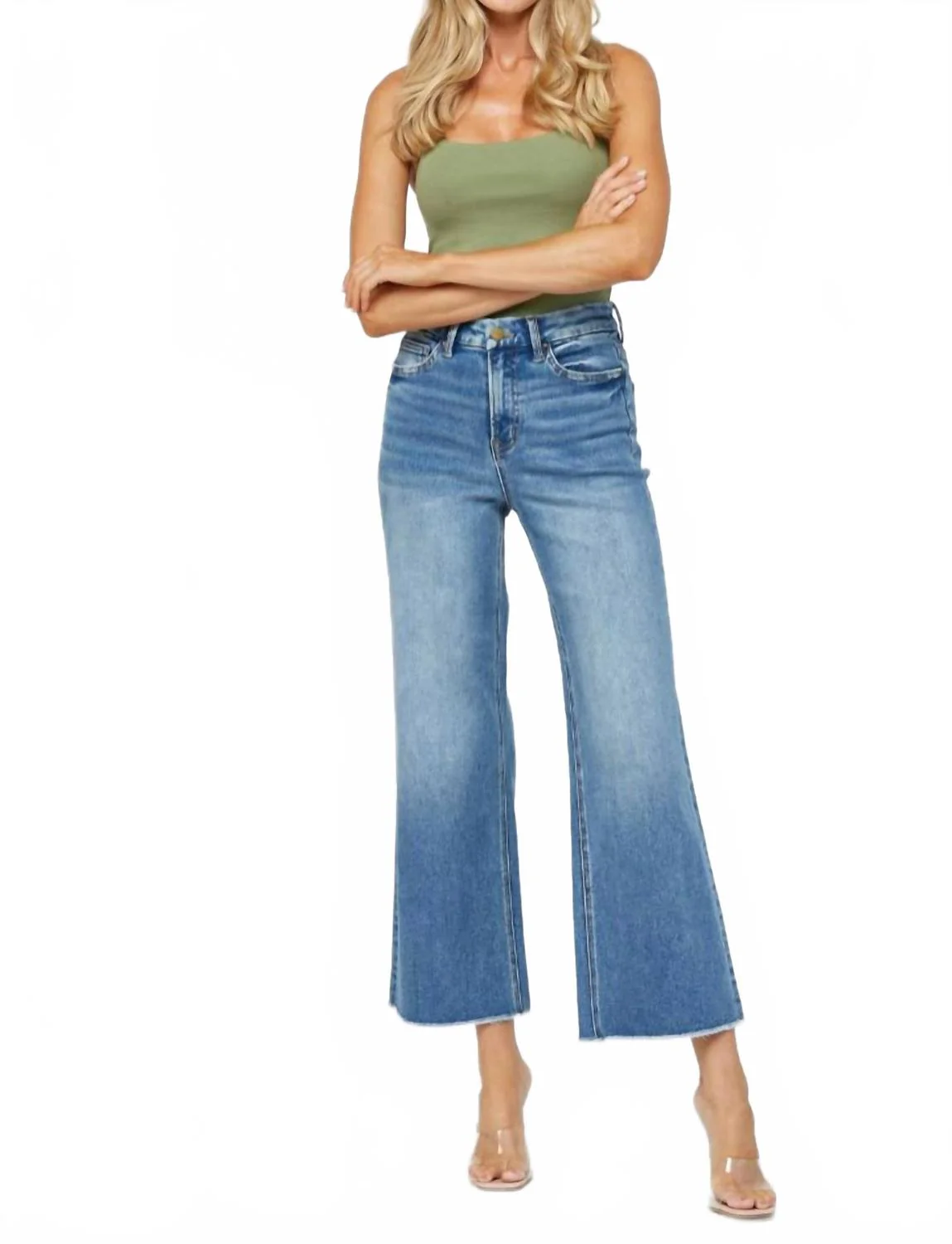 Bre Super High Wide Leg Jeans In Wide Moon