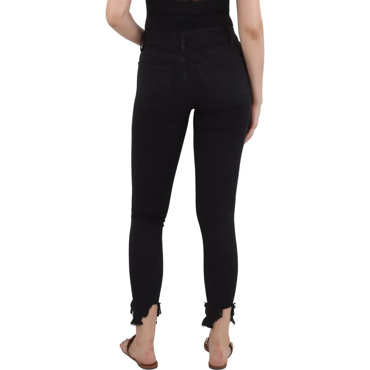 Womens Frayed Hem Denim Skinny Jeans